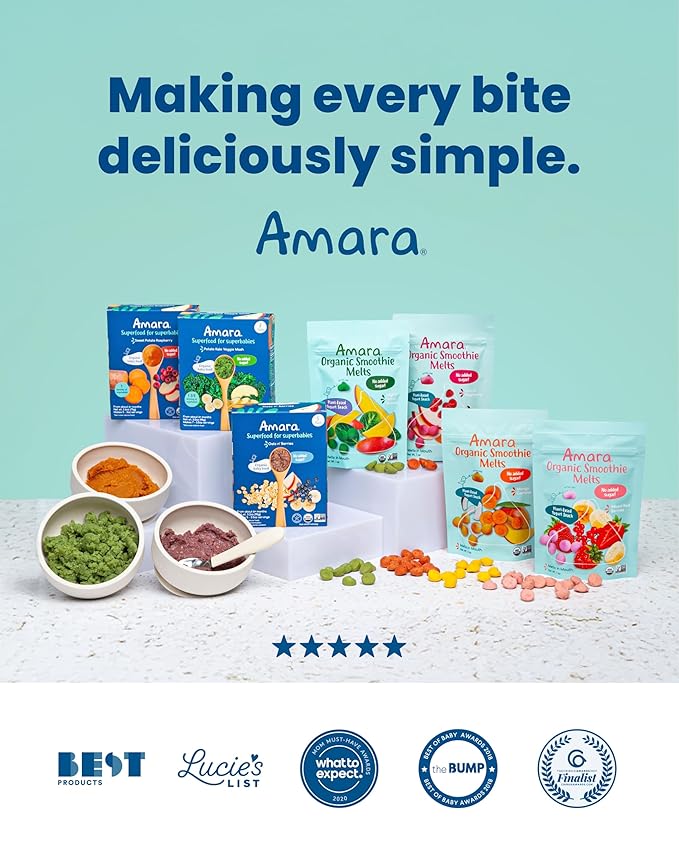 Amara Organic Fruit Bites Sweet Strawberry - No Added Sugar, Dairy-Free, Nut-Free Organic Fruit Snacks, Made with Organic Whole Foods, Allergy-Friendly Healthy Fruit Snacks for Kids - 21g 6PK