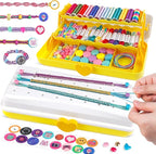 Friendship Bracelet Making Kit with Storage Box,DIY String Bracelet Arts and Craft for Girls Aged 8-12,Kids' Travel Activity Toy Set,Birthday Gifts for Ages 6 7 8 9 10 11 12 Year Old (White/Yellow)