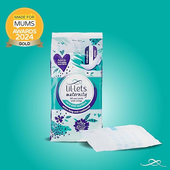 Lil-Lets Extra Long Postpartum Maxi Pads with Wings – 30 Pack Bundle for Post-Natal Bleeding & Heavy Flow – Postpartum Essentials - Extra Absorbent, Soft & Cushioned Maternity Towels, Fragrance-Free