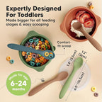 KeaBabies Silicone Baby Spoons, Self Feeding 6-12 months - 3-Pack Baby Weaning Eating Utensils, Toddler First Food Training Spoon, Infant, Kids Feeding Supplies Essential Set, Dishwasher-safe (Desert)