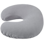 Onacosht Muslin Nursing Pillow Cover Soft 100% Cotton Feeding Pillow Slipcover Fits Standard Infant Nursing Pillow for Baby Boy and Girl, Grey