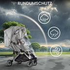 Bemece Stroller Rain Cover, Universal Stroller - Waterproof Windproof Travel Weather Shield Thick & Durable Protect from Dust and Snow with Breathable Ventilation Mesh Clear Visibility