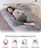 Pregnancy Pillow, Full Body Maternity Pillow 57 inch, with Removable Washable Cover - Sleep Support for Legs, Back, Neck, Shoulder, HIPS, Belly for Pregnent Women, 100% Cotton