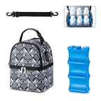Breastmilk Cooler Bag with Ice Pack Fits 6 Baby Bottles up to 9 Ounce, Breast Milk Pump Cooler Bag with Shoulder Strap for Nursing Mom Daycare, Work, Travel- Black