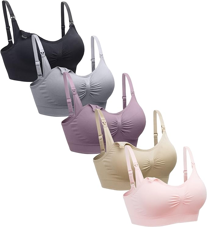 Suekaphin 5PACK Nursing Bra Wireless Bra Women's Sleeping Maternity Bra Breastfeeding Bra