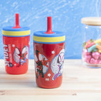 Zak Designs Spidey and His Amazing Friends Kelso Tumbler Set, Leak-Proof Screw-On Lid with Straw, Bundle for Kids Includes Plastic and Stainless Steel Cups with Bonus Sipper, 3pc Set, Non-BPA