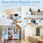 Child Safety Magnetic Cabinet Locks, AOSITE 10 Pack+2 Keys Baby Proofing Magnetic Drawer Locks for Kitchen with Adhesive No Drilling or Screws Fixed, Baby Safety Cabinet Locks