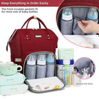 Diaper Bag Backpack, Diaper Bags for Baby Girls Boys, Baby Bags for Moms Dads, Nappy Changing Bag with Insulated Pockets,Multi-functional Waterproof Backpack with Stroller straps-Red