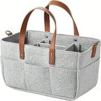Nursery Storage Basket - Baby Diaper Caddy Organizer for Diaper Station, Newborn Essentials, Baby Shower Gifts and Registry Must-Haves for Boy or Girl (Grey)