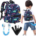 Accmor Toddler Backpack Leash with Anti Lost Wrist Link, Cute Mini Child Walking Harnesses Keep Kids Close Back Pack Rope Tether Rein for Baby Boys (Navy Blue/Dinosaur)