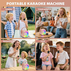 Mini Karaoke Machine for Kids Adults, Portable Bluetooth Speaker with 2 Wireless Microphones, Microphone and Speaker Set with Disco Light for Home Party Christmas Birthday Gift for Girls Boys