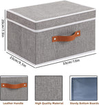 Fabric Storage Bins with Lids, Linen Foldable Clothes Boxes, Closet Organizer Containers with Double Handles, Baskets for Bedroom, Grey, 5 Pack, 13 x 9.1 x 7.9 Inch