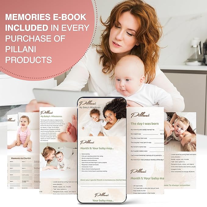 PILLANI Nursing Pillow for Breastfeeding, Breast Feeding Must Haves, Baby Pillow, Breast Feeding Pillow for Mom & Baby, Removable Cotton Cover, Adjustable Waist Strap, Breastfeeding Essentials Newborn