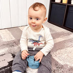 Snack Cups for Toddlers, Baby Snack Containers, Silicone Toddler Snack Cups No Spill, Food Catcher with Lid & Bucket-like Handle, BPA Free & Dishwasher Safe, 9 Ounce Smoke Blue