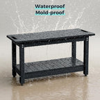 35" Shower Bench, Waterproof Poly Lumber Shower Stool for Shaving Legs, Shower Chair Seat Holds up to 400lbs, Bathroom Bench for Inside Shower, Non-Slip (Black)