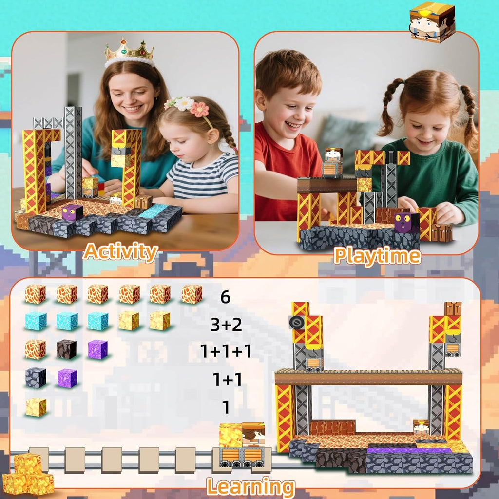 Magnetic Building Blocks Construction Set, Educational STEM Toy (MineTheme)