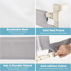 BABY JOY Bed Rail for Toddlers, 57’’ Extra Long, Height Adjustable & Folding Baby Bed Rail Guard w/Breathable Mesh & Double Safety Child Lock for Kids Twin Double Full Size Queen King Mattress (Gray)