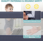 BABY JOY Double Sided Bed Rail Guard, 2 Pack, Extra Long, Swing Down for Convertible Crib, Folding Baby Safety Bedrail for Kids Twin Full Size Queen King Mattress, Rails for Toddlers (Dark Blue, 60")
