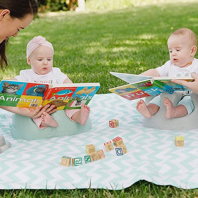 Bumbo Infant Floor Seat Baby Sit Up Chair and Sitting Support for 3 to 12 Months Old with 3 Point Adjustable Safety Strap, 2 Pack, Hemlock Green