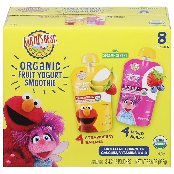Earth's Best Sesame Street Smoothie Variety Pack, 33.6oz (Pack of 8)
