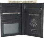 Polare RFID Blocking Napa Leather Passport Holder Travel Wallet For Men and Women (Black)