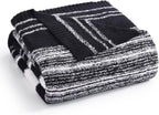 WRENGONGE Black White Throw Blanket, 50x70 Soft Cozy Striped Throw Blankets for Couch, Sofa, Bed, Travel, Lightweight Fluffy Warm Plush Decorative Blankets for Women, Men,Kids Gift