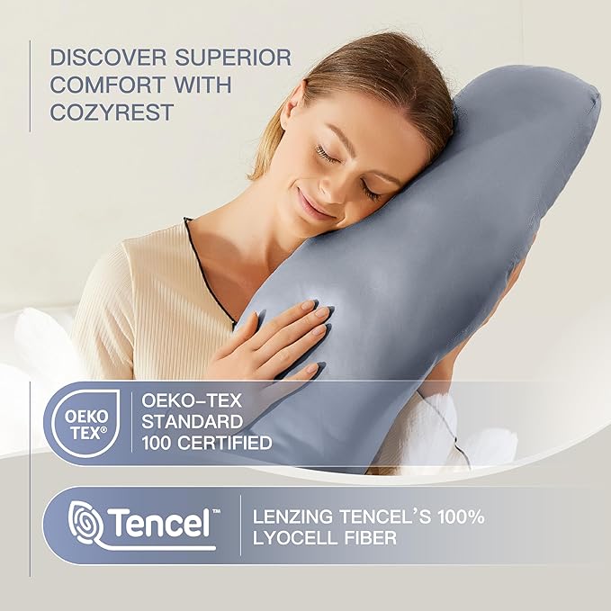 Pregnancy Pillow for Sleeping, Washable 100% Tencel Lyocell Cover, Adjustable H-Shaped Full Body Pillow for Side Sleepers, Silky Breathable, Cooling Maternity Pillow, Pregnancy Must Haves, Dark Blue
