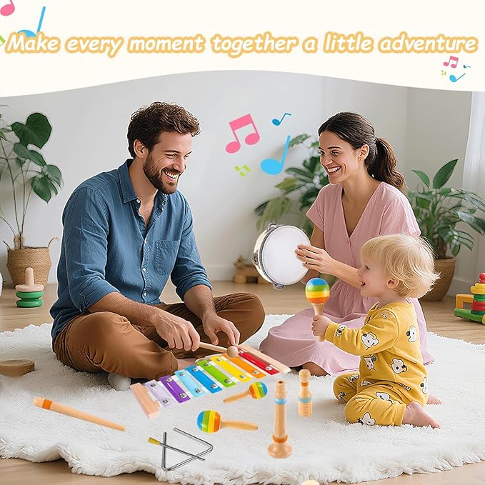 Montessori Toys for 1 2 Year Old,Musical Instruments for Toddlers 1-3 ,Baby Wooden Toy Set,Educational Music Toys Stocking Stuffers for Boys Girls Age 1 2 3 Year Old