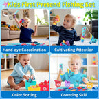 Montessori Cloth Fishing Game Toy for Kids, 23PCS Stacking Cups with Numbers Counting, Color Sorting & Shape Learning, Toddler Educational Toys for Babies, Birthday Easter Gift for Boys Girls