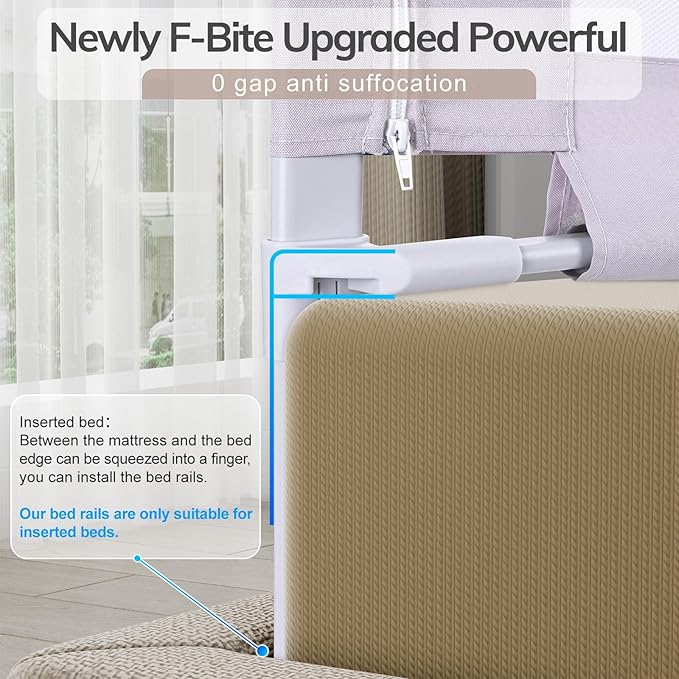 omzer Bed Rail for Toddlers - (3 Pack) Toddler Bed Rails with Double Child Lock, Bed Rail for Baby Kids with Pattern, Infants Height Adjustment Guardrail for King Size Bed - 3 Pack, 78.7x78.7x74.8”