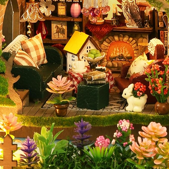 Lannso DIY Dollhouse Miniature Kit, Doll House Kit, Mini Handmade Wooden Dollhouse Toys for Adult Gift (EA002)