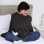 Nursing Cover for Breastfeeding, 360°Full Coverage Nursing Poncho, Rayon Soft & Breathable Breastfeeding Cover up (Smooth Rayon, Black)