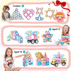 TOKBLOK Magnetic Tiles Toys for 3 4 5 6+ Year Old Girls Boys 100Pcs Macaron Magnet Building Blocks Set for Toddler STEM Educational Toys for Kids Birthday Gifts (Castle & Car Set)