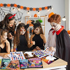 4Pcs Halloween Paint by Sticker Books for Kids Ages 4-8 Halloween Pumpkin Ghost Witch Sticker by Number Books Activity Book for Kids Puzzle Book Craft Art Gift Holiday Party Favors Create 32 Pictures