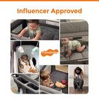 Pamo Babe 1-Second Setup 4-in-1 Playard for Babies - Heavy-Duty Steel Frame for Safe Sleep Space, Portable Crib with Changing Table, Locking Wheels, Breathable Mesh