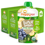 HAPPYTOT Organics Stage 4 Baby Food Pouches, Gluten Free, Vegan Snack, Super Bellies, Fruit & Veggie Puree, Banana, Spinach & Blueberries 4 Ounce (Pack of 16)