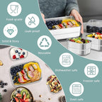 HaWare Stainless Steel Lunch Box for Kids, Leak Proof Food Storage Containers with Silicone Lids, Easy Open Bento Box for School and Daycare, Portable Metal Snack Box, Dishwasher Safe (8oz*2+25oz)