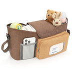 Accmor Universal Stroller Organizer with Insulated Cup Holder, Stroller Caddy Bag Accessories, Stroller Cup Holder Organizer for Uppababy Baby Jogger Britax Stroller, Brown