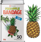 BioSwiss Bandages, Pineapple Shaped Self Adhesive Bandage, Latex Free Sterile Wound Care, Fun First Aid Kit Supplies for Kids, 50 Count