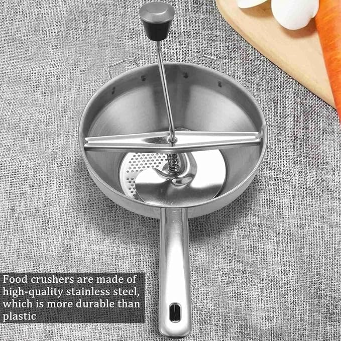 Stainless Steel Food Mill with 3 Milling Discs, Hand Grinder Baby Food Masher for Tomato Sauce Applesauce Jam Potato Ricer, Multifunctional Food Mill for Canning