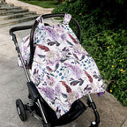 Car Seat Cover Baby, Infant Car Seat Canopy Covers for Newborn Girls Boys, Soft Breathable Mink Carseat Covers Stretchy Multi-Use Nursing Cover for Stroller Baby Car Seat, Purple Flroal