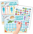 Hadley Designs Potty Training Chart for Toddlers Boys -10 Sticker Potty Chart for Toddlers Girls, 8.5x11" Potty Training Sticker Charts for Toilet Success, Under The Sea Toddler Reward Chart for Kids