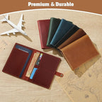 Jack&Chris Genuine Leather Passport Holder For Travel, RFID Blocking Handmade Passport Holder with Card Case Organized & Safe, Quality Travel Essentials for Women and Men for Gifting, Red