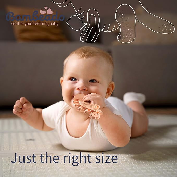 Bambeado Baby Teether Toy: Dibly - The Dino Baby Teething Toys BPA-Free Teethers Inspired by Nature with Natural Rubber Pacifier