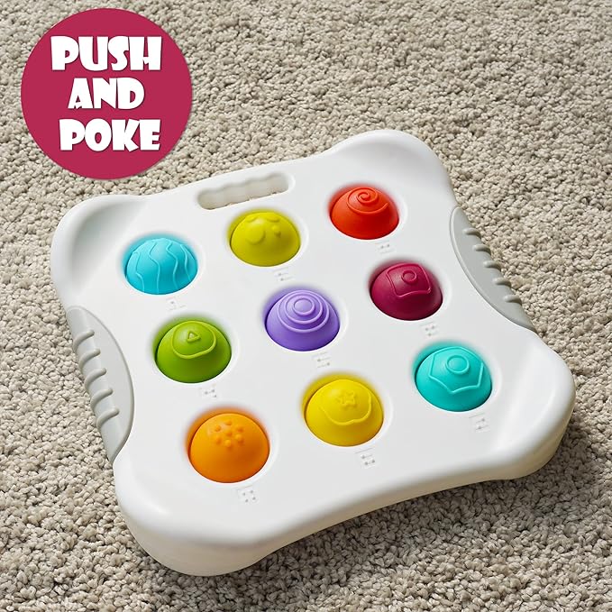 LiKee Fidget Popper Sensory Baby Toys for 10+ Months, Push and Popping Busy Board, Montessori Toys for 1+ Years Old, Airplane Car Travel Toy for Toddlers 1-3 Stress Relief (1 Piece)