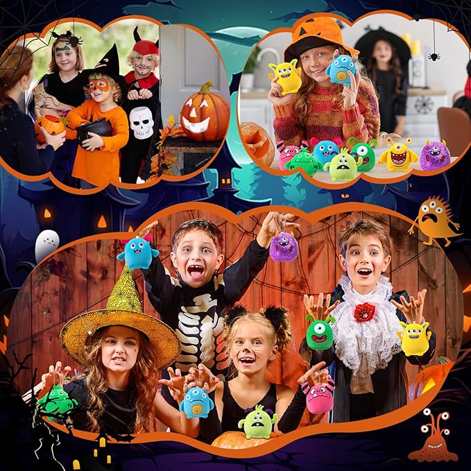 Libima 9 Pcs Mini Stuffed Animals Keychains 3.15 Inch Small Plush Cute Ornaments Bulk Toys for Baby Shower Birthday Party Decors Gift Bags Fillers Halloween Christmas Basket Stuffers(Monsters)