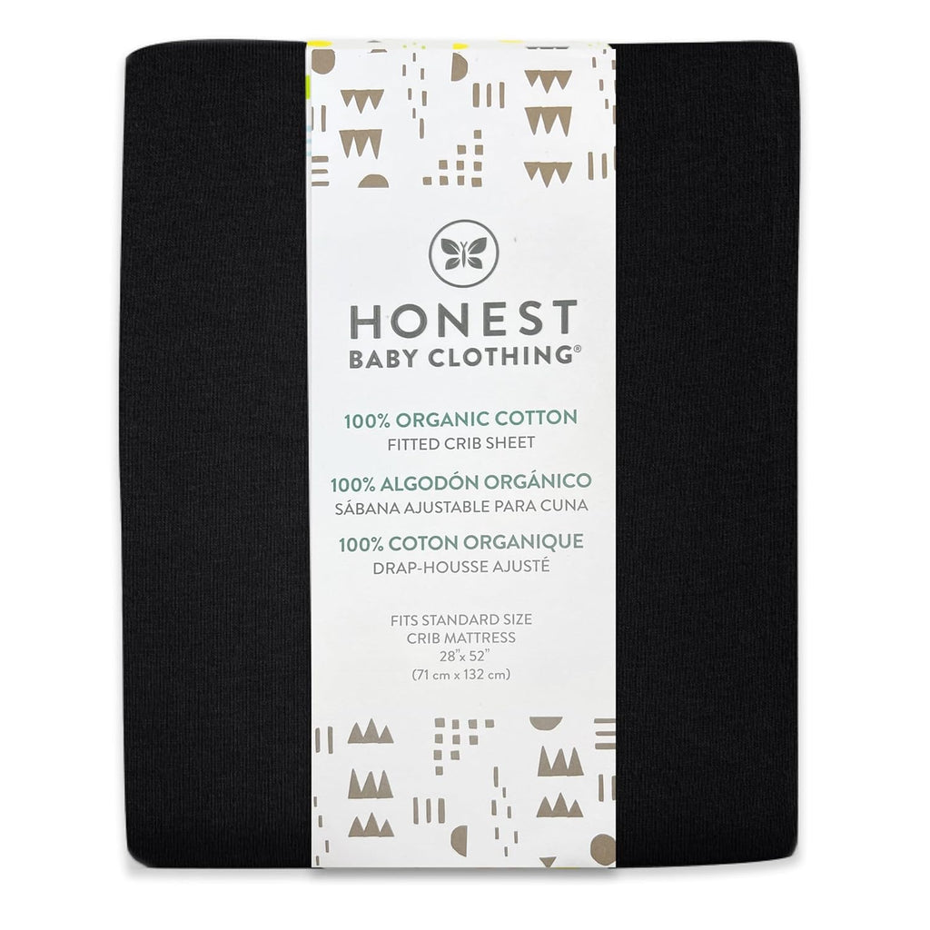HonestBaby unisex-baby Fitted Crib Sheets Set Standard Mattress, 100% Organic Cotton Baby Boys, Girls, Neutral, 1 Pack - Blue Painted Buffalo Check, One Size