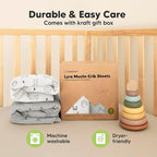 KeaBabies 2-Pack Muslin Crib Sheets for Boys, Girls - 100% Organic Cotton Fitted Baby Crib Mattress Sheet, Soft Breathable Standard Toddler Bed Cover Bedding Set, Neutral, Durable 52x28 (Woodland)