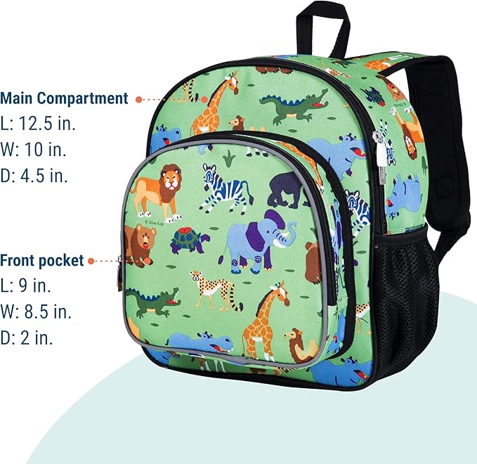 Wildkin 12-inch Kids Backpack – Padded, Adjustable, Ideal for Daycare & Travel - Wild Animals