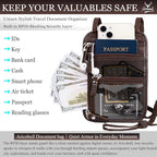 Neck Wallet - Rfid Wallet Women - passport holder for travel - Travel Wallet Passport Holder For Travel Women - 10.3x6.8inch (Dark Coffe)